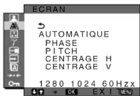 SONY SDMX73 - Menu ECRAN (signal RVB analogique uniquement) - 1