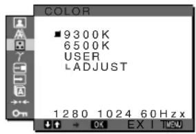 SONY SDMX73 - COLOR menüsü - 1