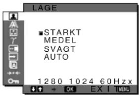 SONY SDMX73 - Välj "STARKT" genom att trycka på ↓/↑-knapparna, tryck sedan på OK. - 1