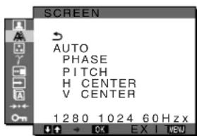 SONY SDMX73 - A SCREEN menüsü (sadece analog RGB sinyal) - 1