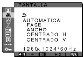 SONY SDMX73 - A Menú PANTALLA (sólo para señales RGB analógicas) - 1