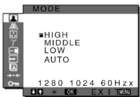SONY SDMX73 - Press the ↓/↑ buttons to select "HIGH" and press the OK button. - 1