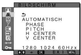 SONY SDMX73 - Menü A BILDSCHIRM (nur analoges RGB-Signal) - 1