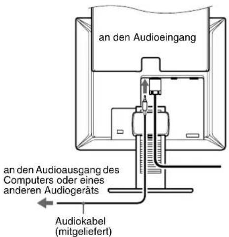 SONY SDMX73 - Schließen Sie das mitgelieferte Audiokabel an die entsprechende Audioeingangsbuchse des Monitors an. - 1