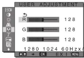SONY SDMS53 - ■ Renk ısısına ince ayar yapma (USER ADJUSTMENT (KULLANICI AYARI)) - 1