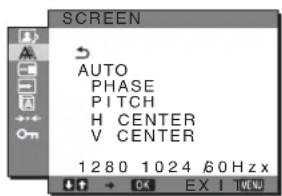 SONY SDMHX95 - A Menu SCREEN (apenas sinal RGB analógico) - 1