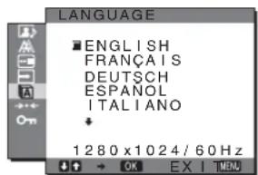 SONY SDMHX95 - LANGUAGE menu - 1