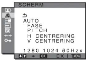SONY SDMHX95 - A SCHERM menu (alleen analogog RGB-signaal) - 1