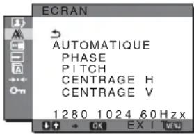 SONY SDMHX75 - Menu ECRAN (signal RVB analogique uniquement) - 1