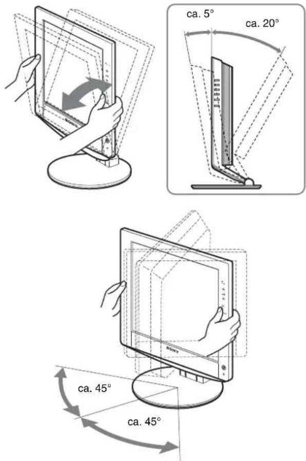 SONY SDMHX75 - Pak beide zijden van het LCD-scherm vast en stel de gewenste hoek in. - 1