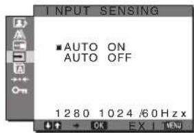SONY SDMHX75 - INPUT SENSING ON/OFF menüsü - 1