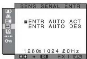 SONY SDMHX75 - Menú SENS SEÑAL ENTR ACT/ S - 1