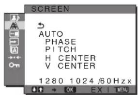 SONY SDMHX75 - Menu SCREEN (tylko analogowy sygnał RGB) - 1