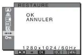 SONY SDMHX75 - →← Menu RESTAURE (réinitialisation aux valeurs par défaut) - 1