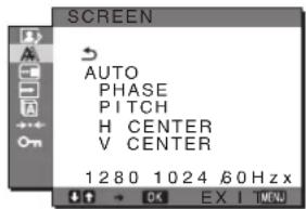 SONY SDMHX75 - A SCREEN nabídka (pouze analogový signál RGB) - 1