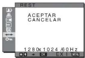 SONY SDMHX75 - →← Menú REST (restablece los valores por defecto) - 1