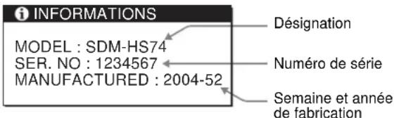 SONY SDMHS74P - Affichage des informations du moniteur - 2