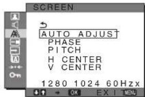 SONY SDMG96X - A Menu SCREEN (apenas sinal RGB analógico) - 1
