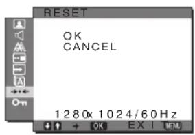 SONY SDMG96X - Menu RESET (przywracanie wartosci domyslnych ustawien) - 1