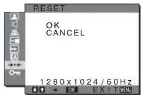 SONY SDMG96X - RESET menu (reset to the default setting) - 1