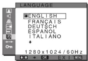 SONY SDMG96X - LANGUAGE menu - 1