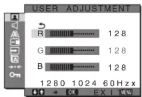 SONY SDMG96X - Renk isisina ince ayar yapma (USER ADJUSTMENT) - 1