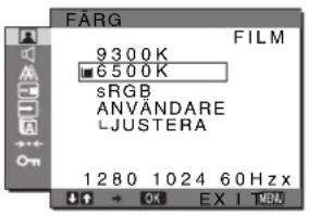 SONY SDMG96X - Justera fargtemperaturen (FARG) - 1