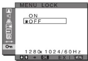 SONY SDMG96X - - MENU LOCK meni - 1
