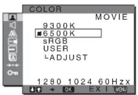 SONY SDMG96X - Adjusting the color temperature (COLOR) - 1
