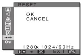 SONY SDMG96X - RESET meni (povrnitev nastavitev v privotno stanje) - 1
