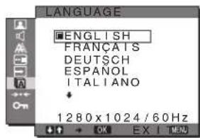 SONY SDMG96X - LANGUAGE meni - 1