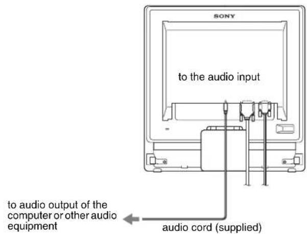 SONY SDMG96X - Connect the audio cord Connect the supplied audio cord to the monitor's corresponding audio input jack. - 1