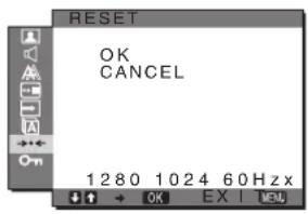 SONY SDMG96X - Nabídka RESET (obnovení výchozích nastaveni) - 1