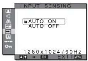 SONY SDMG96X - INPUT SENSING menu - 1