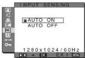 SONY SDMG76X - INPUT SENSING menü - 1