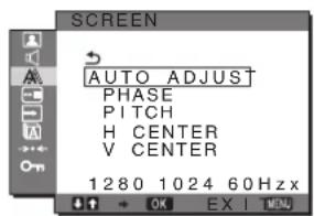 SONY SDMG76X - A Menu SCREEN (tylko analogowy sygnał RGB) - 1