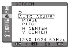 SONY SDMG76X - SCREEN menüsü (sadece log RGB sinyali) - 1