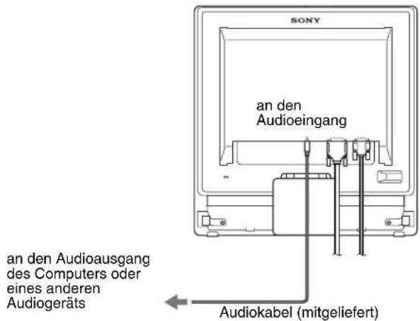 SONY SDMG76X - Schließen Sie das mitgelieferte Audiokabel an die entsprechende Audioeingangsbuchse des Monitors an. - 1