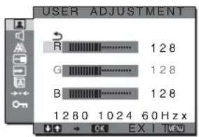 SONY SDMG76X - Fine tuning the color temperature (USER ADJUSTMENT) - 1