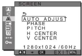 SONY SDMG76X - A SCREEN nabídka (pouze analogový signál RGB) - 1