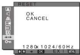 SONY SDMG76X - →← RESET meni (povrnitev nastavitev v prvotno stanje) - 1