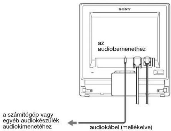 SONY SDMG76X - ■ Csatlakoztassa az audiokábelt Csatlakoztassa a mellékelt audiokábelt a monitor megfelelő audiobemenet aljzatához. - 1