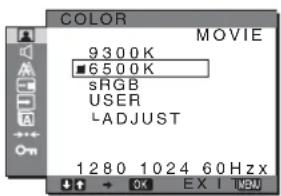 SONY SDMG76X - ■ Adjusting the color temperature (COLOR) - 1
