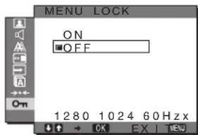 SONY SDMG76X - MENU LOCK menüsü - 1
