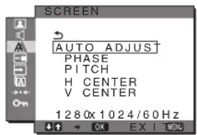 SONY SDMG76X - A SCREEN menü (csak analóg RGB jel esetében) - 1