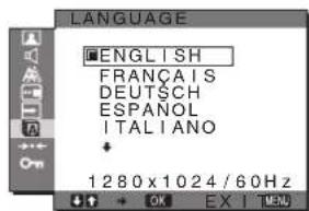 SONY SDMG76X - LANGUAGE menü - 1