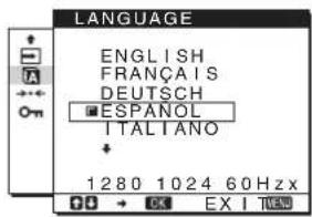 LANGUAGE ENGLISH FRANÇAIS DEUTSCH ESPANOL ITALIANO + 1280 1024 60Hz x