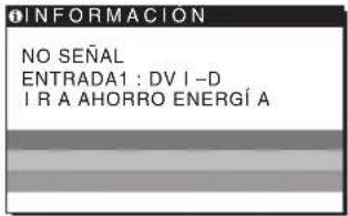 INFORMACIÓN NO SEÑAL ENTRADA1: DV I -D I R A AHORRO ENERGÍ A
