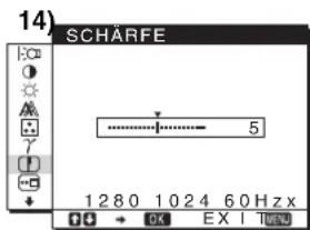 14) SCHÄRFE 1280 1024 60 Hz x P + → OK EX I THN