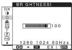 BR GHTNESSI 100 1280 1024 60 Hz x 00 → OK EX I TIN
